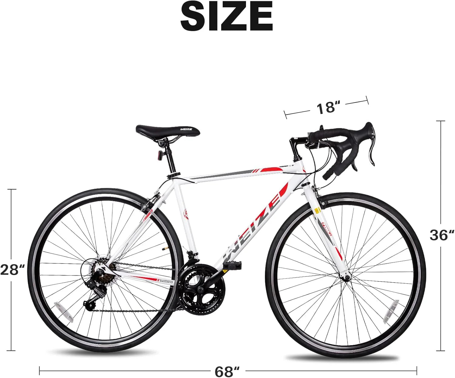 WEIZE Road Bike, 700C Wheel City Commuter Bicycle, 14 Speed Drop Bar, Racing Adult Bike with Caliper Brakes
