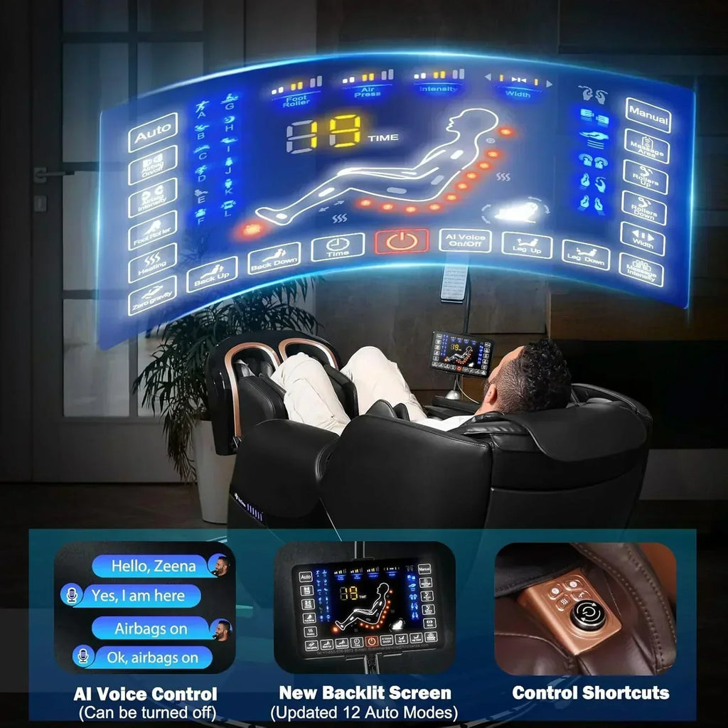 2025 Massage Chair Full Body Zero Gravity SL-Track Shiatsu Massage Recliner Chair with Heat
