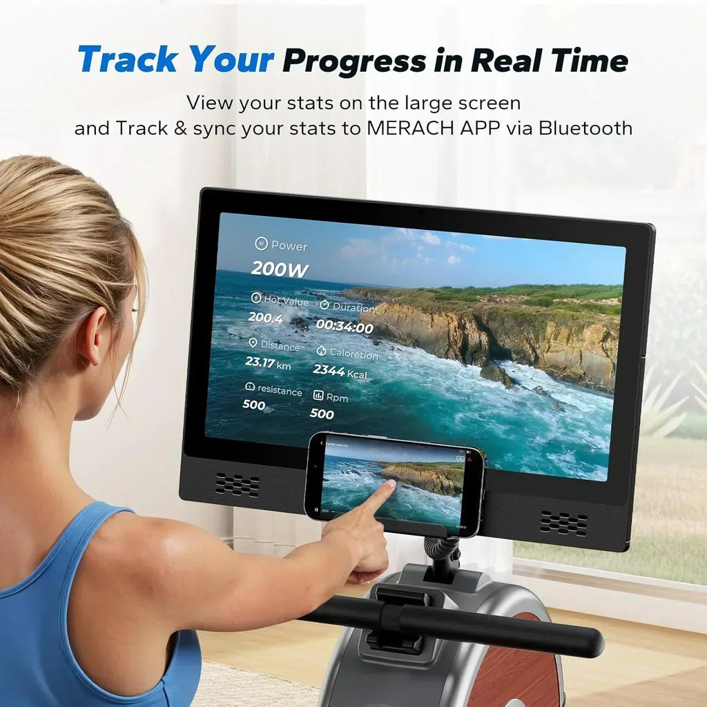 Merachi household rowing machine silent resistance dual-slide design