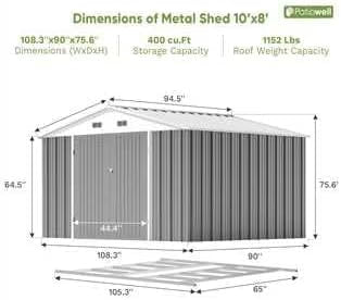 Patiowell 5x3 FT Outdoor Storage Shed Tool Shed with Sloping Roof and Lockable Door Metal Shed
