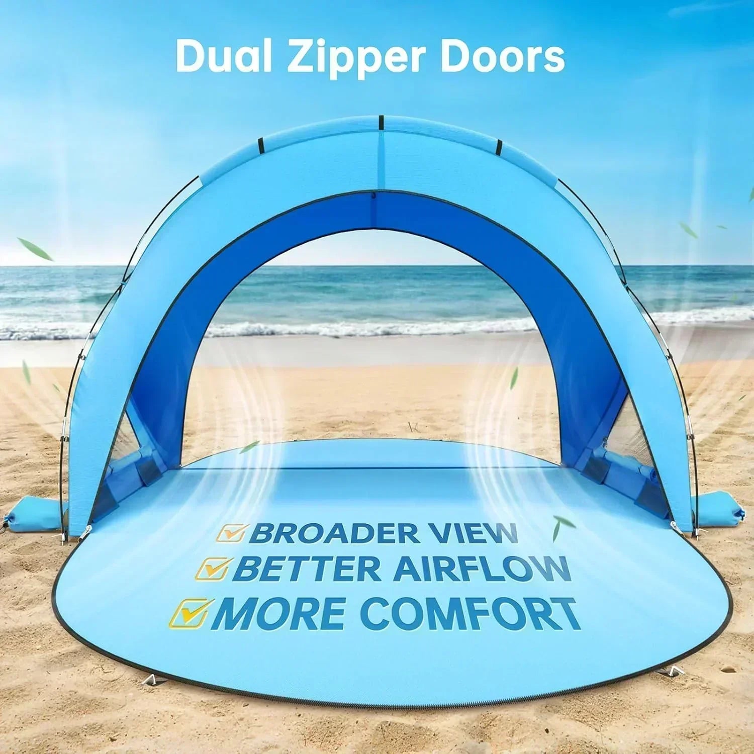 Beach Tent Sun Shelter Beach Shade Tent with UPF50+ UV Protection Beach Sun Shelter Beach Shade