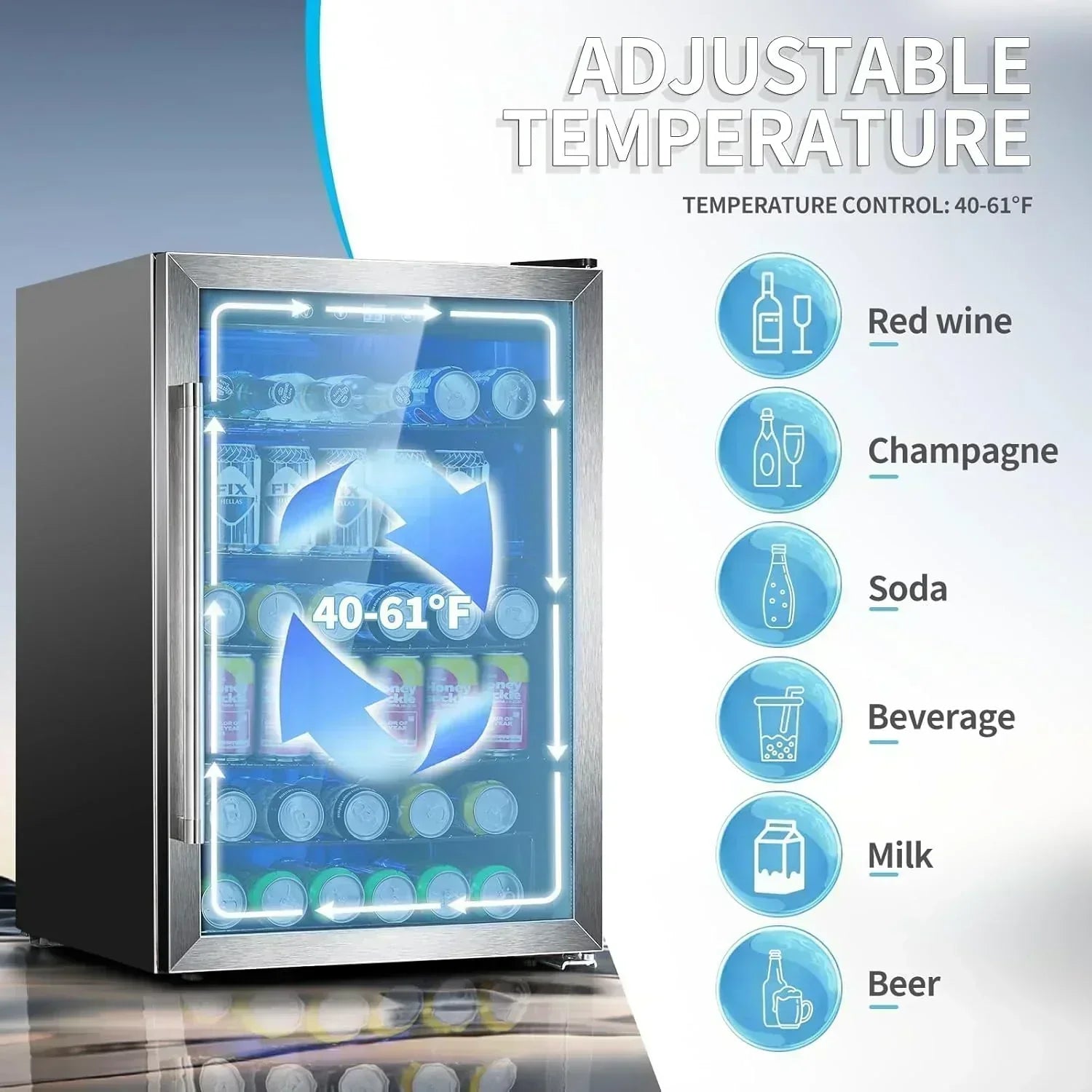 Antarctic Star Beverage Refrigerator Cooler 68 Can Mini Fridge with Glass Door for Beer Drinks Wine