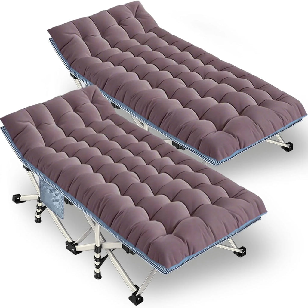 2 Pack Camping Cot with Mattress Comfortable Sleeping Cot Camping Cots for Adults 2 Person Folding Cot Heavy Duty Cots for Sleeping with Carry Bag Outdoor Indoor Home Vacation