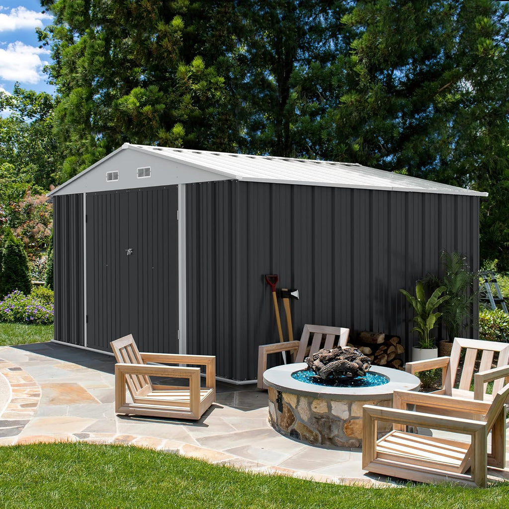 Devoko Outdoor Storage Shed Lockable Metal Garden Shed Steel Anti-Corrosion Storage House