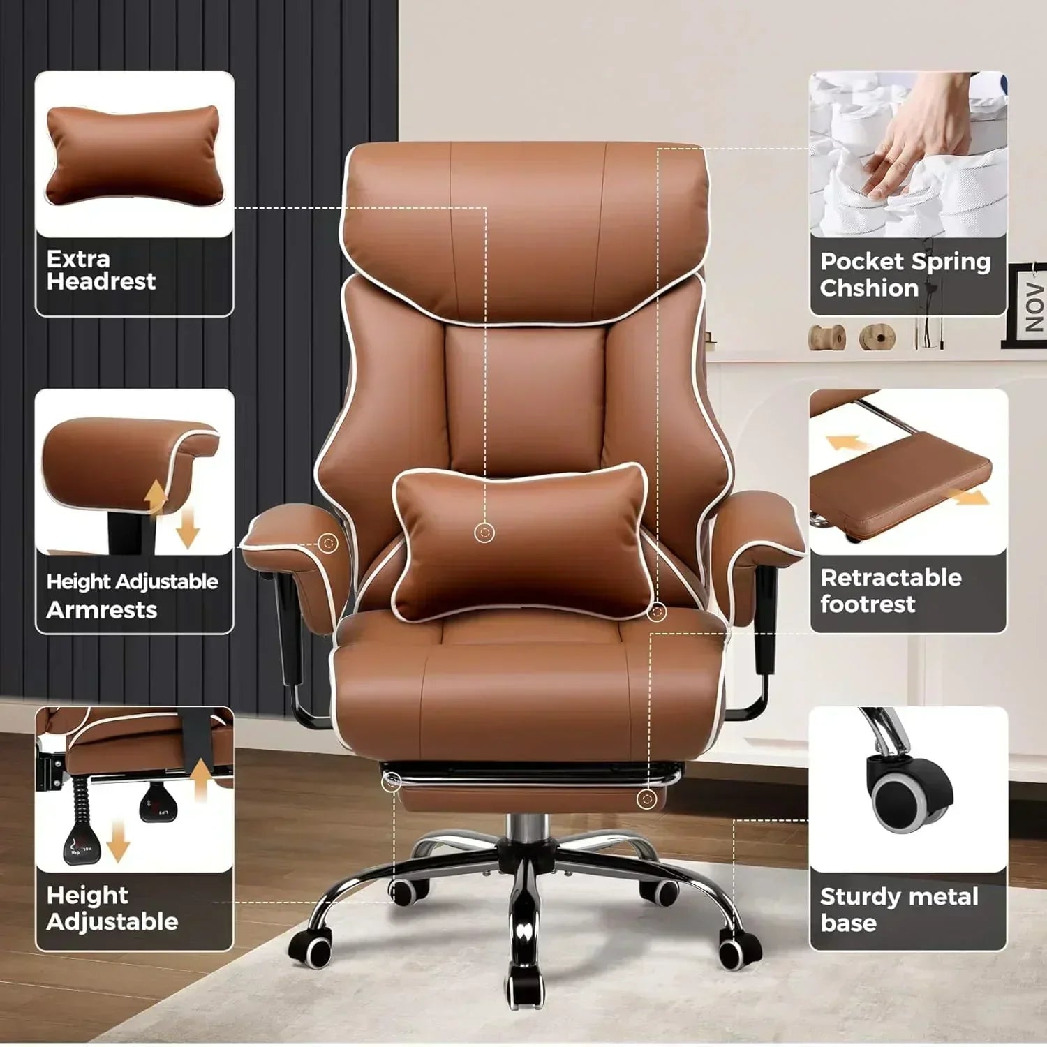Large Tall Gaming Chair 400 lb Heavy Duty Office Chair