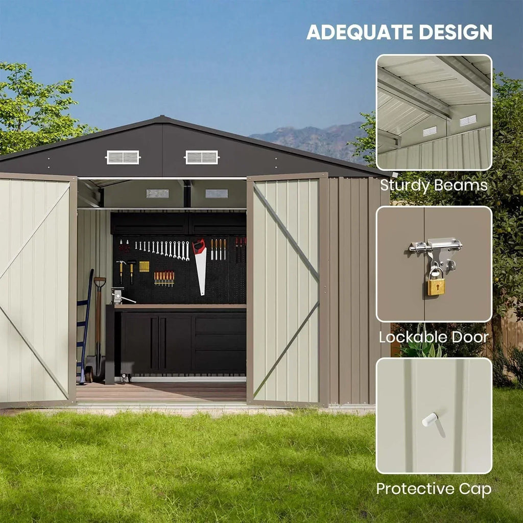 Patiowell 5x3 FT Outdoor Storage Shed Tool Shed with Sloping Roof and Lockable Door Metal Shed