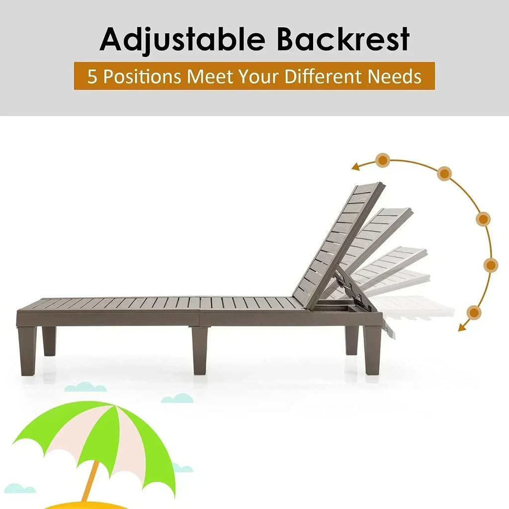 Outdoor Chaise Lounge Chair Lightweight Patio Lounge Recliner Chair with Adjustable Backrest