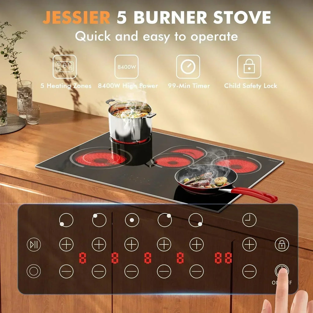 Electric Cooktop 30 Inch - 5 Burners Built-in Ceramic Cooktop 30 Electric Stove Top