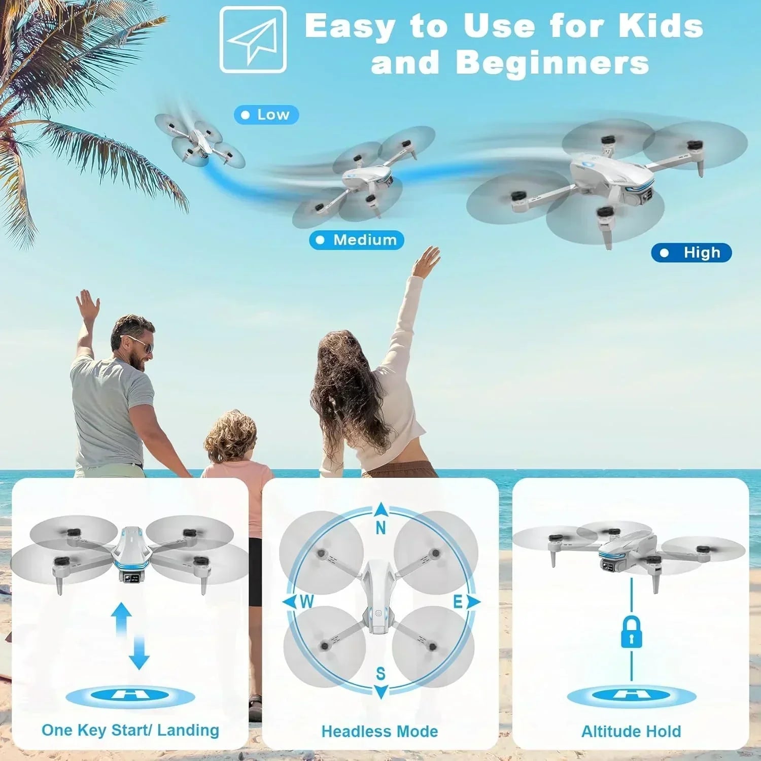 2K HD FPV Drone for Adults with Camera Altitude Hold Foldable and Portable