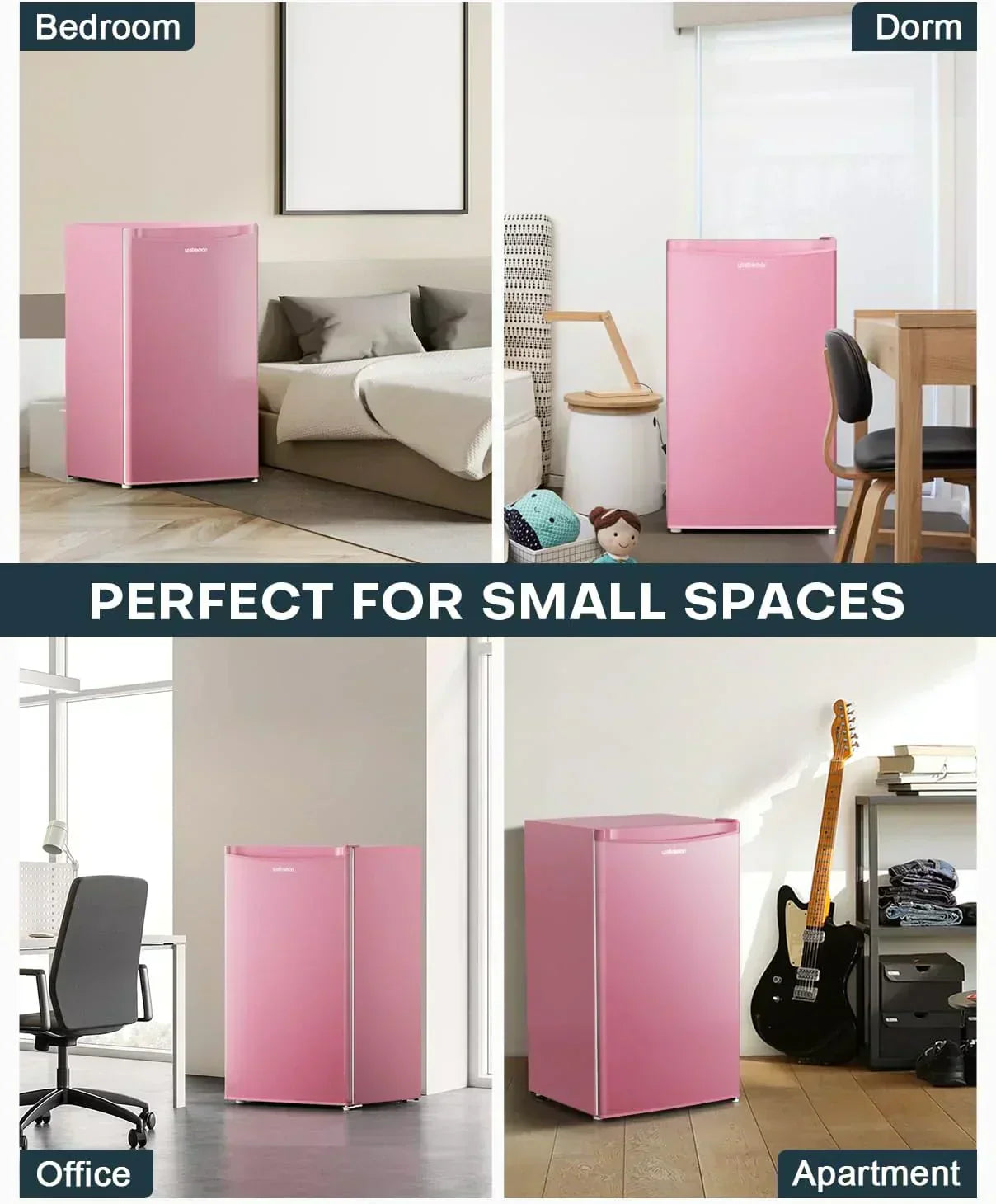 Upstreman 3.2 Cu.Ft Mini Fridge Freezer Single Door Fridge Dorm Fridge Adjustable Thermostat