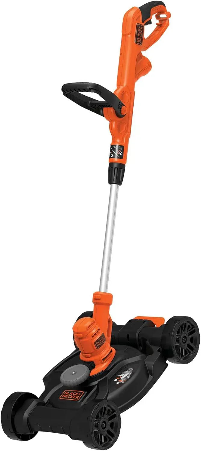 BLACK+DECKER 3-in-1 Corded Lawn Mower String Trimmer Edger 12-Inch