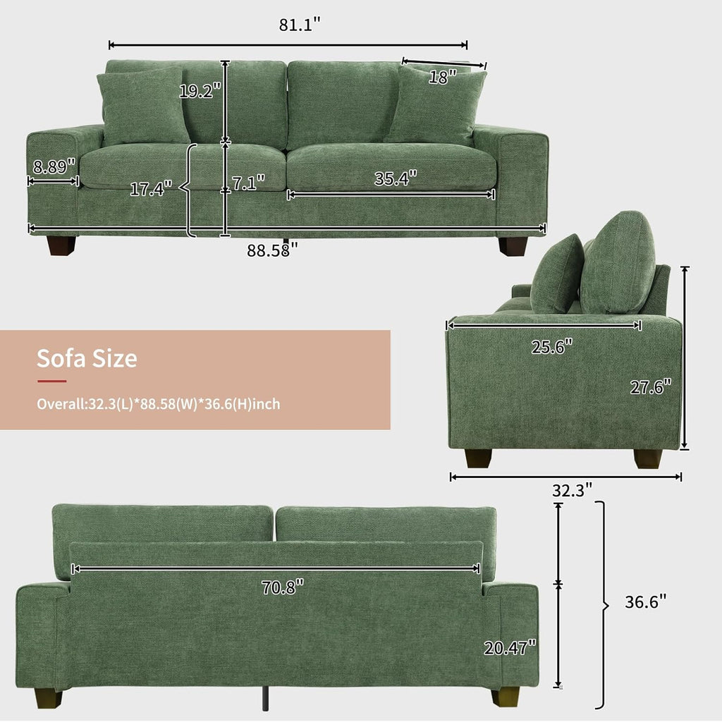 DOPEDIO living room double sofa chenille lounge chair removable solid wood frame