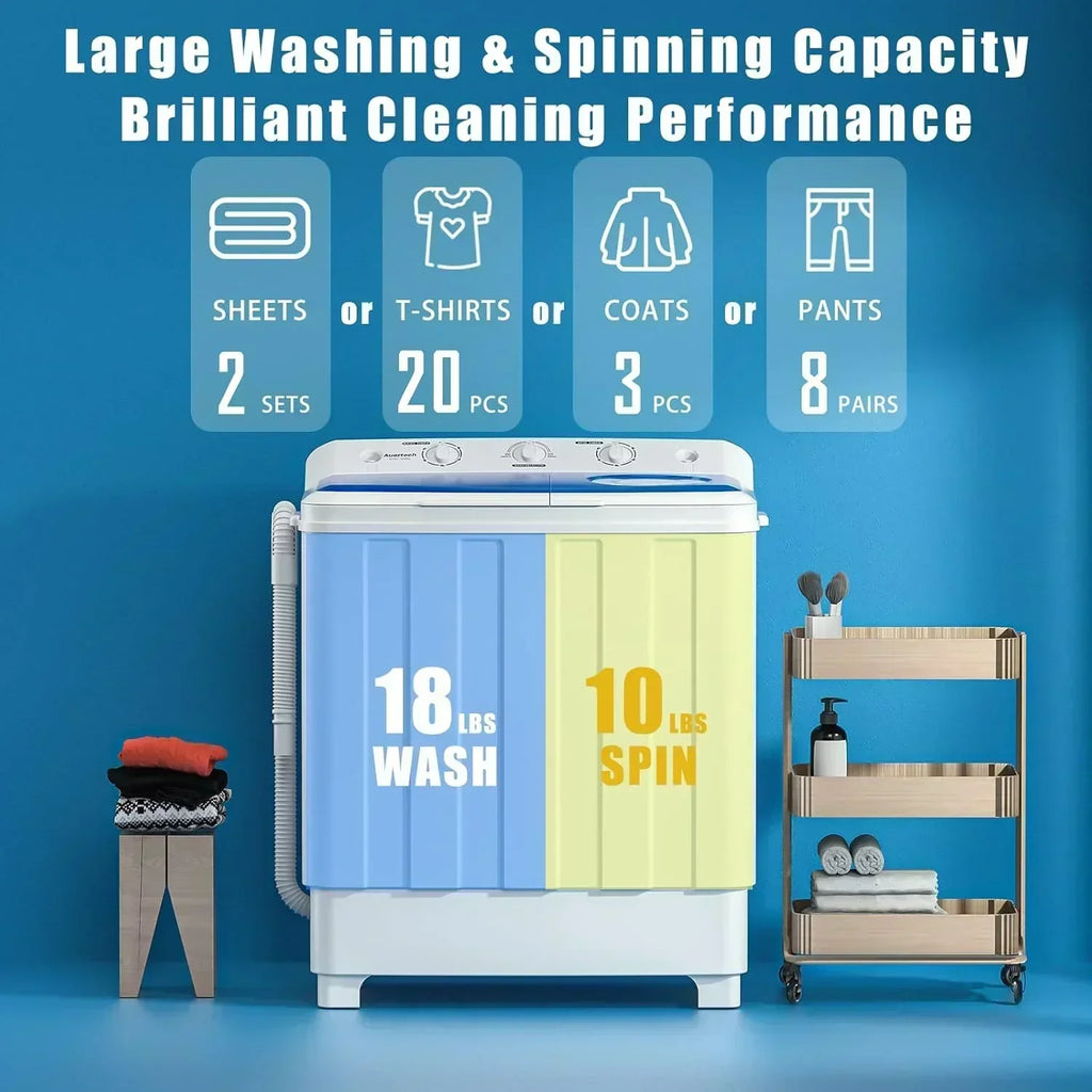 Auertech Portable Washing Machine 28lb Twin Tub Washing Machine Compact Washing Machine