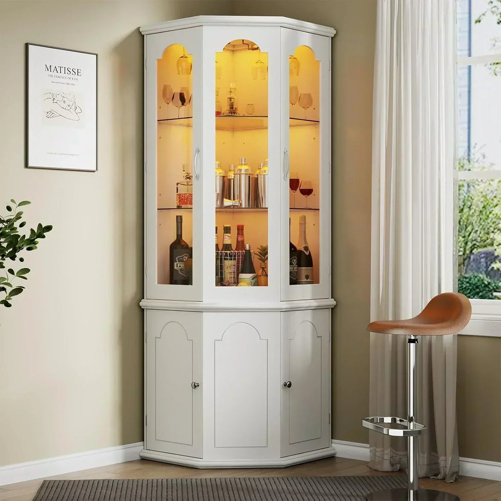 Corner wine cabinet with LED lights tall modern wine cabinet home bar wine storage cabinet