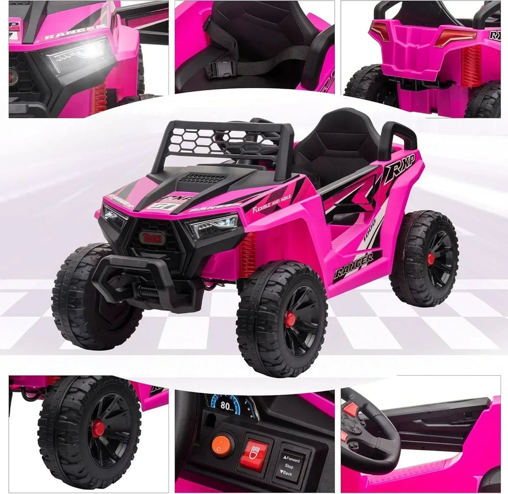 TOBBI 12V Kids Ride on Car Electric Off-Road UTV Truck with Diverse Functions Double Open Doors