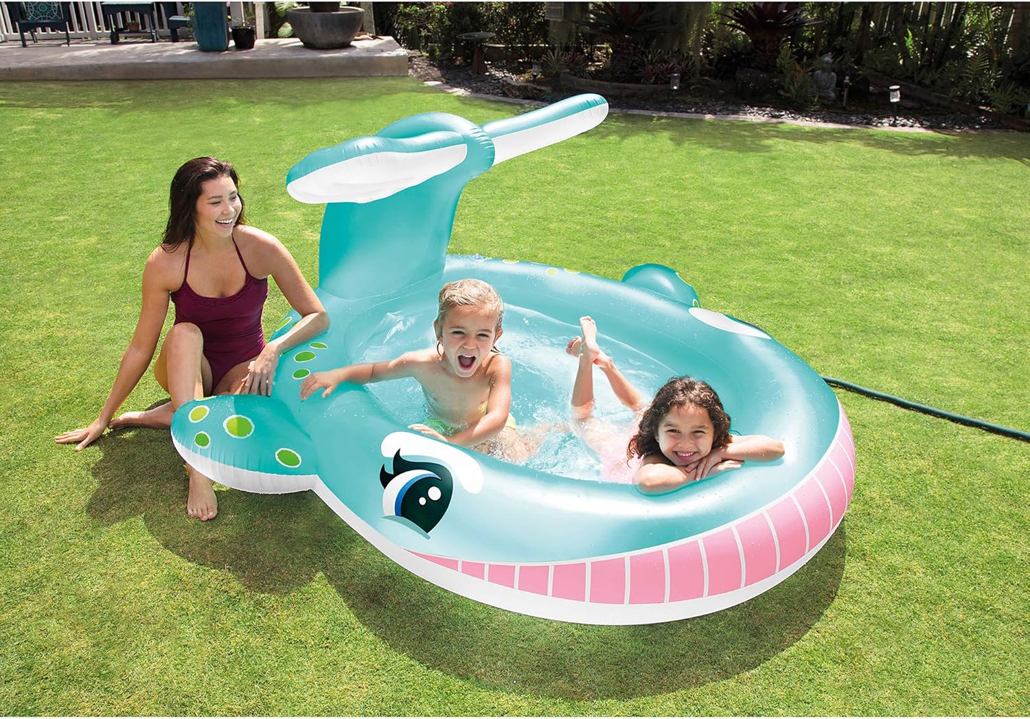 Intex 96 x 78 x 28 Inflatable Jungle Adventure Play Center Spray Kiddie Pool - Backyard Kids Water Slide, Outdoor Blow-Up Splash Pad for Toddlers
