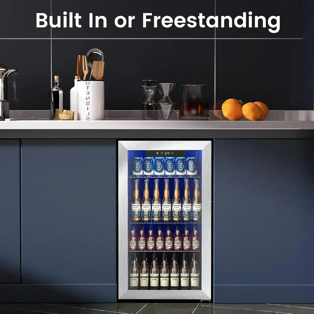 Mini Fridge 130 Can Beverage Refrigerator Cooler Drink Fridge Adjustable Temperature Control