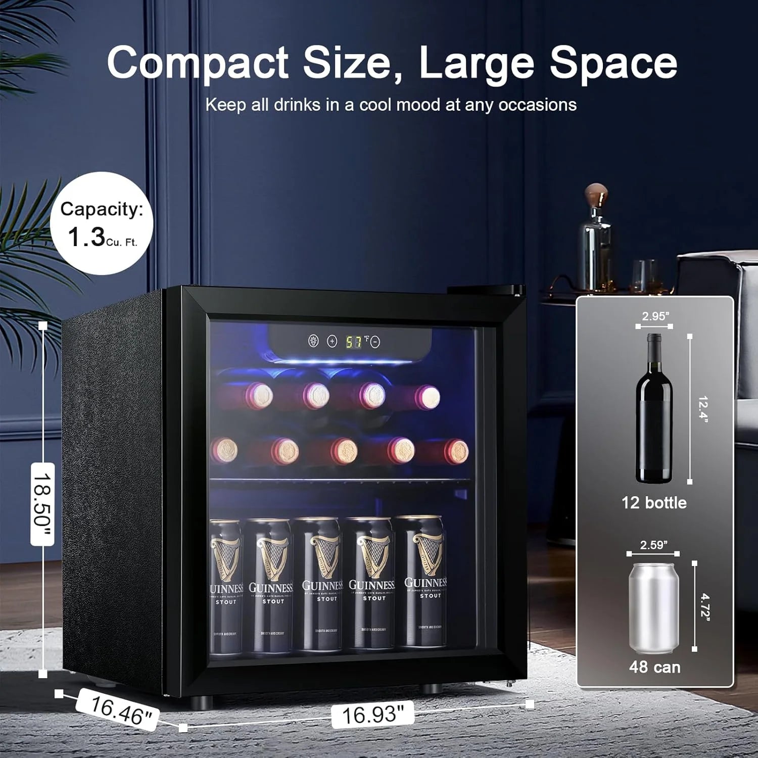 Antarctic Star 26 Bottle 130 Can Wine Cooler Cabinet Beverage Refrigerator Mini Wine Cellar