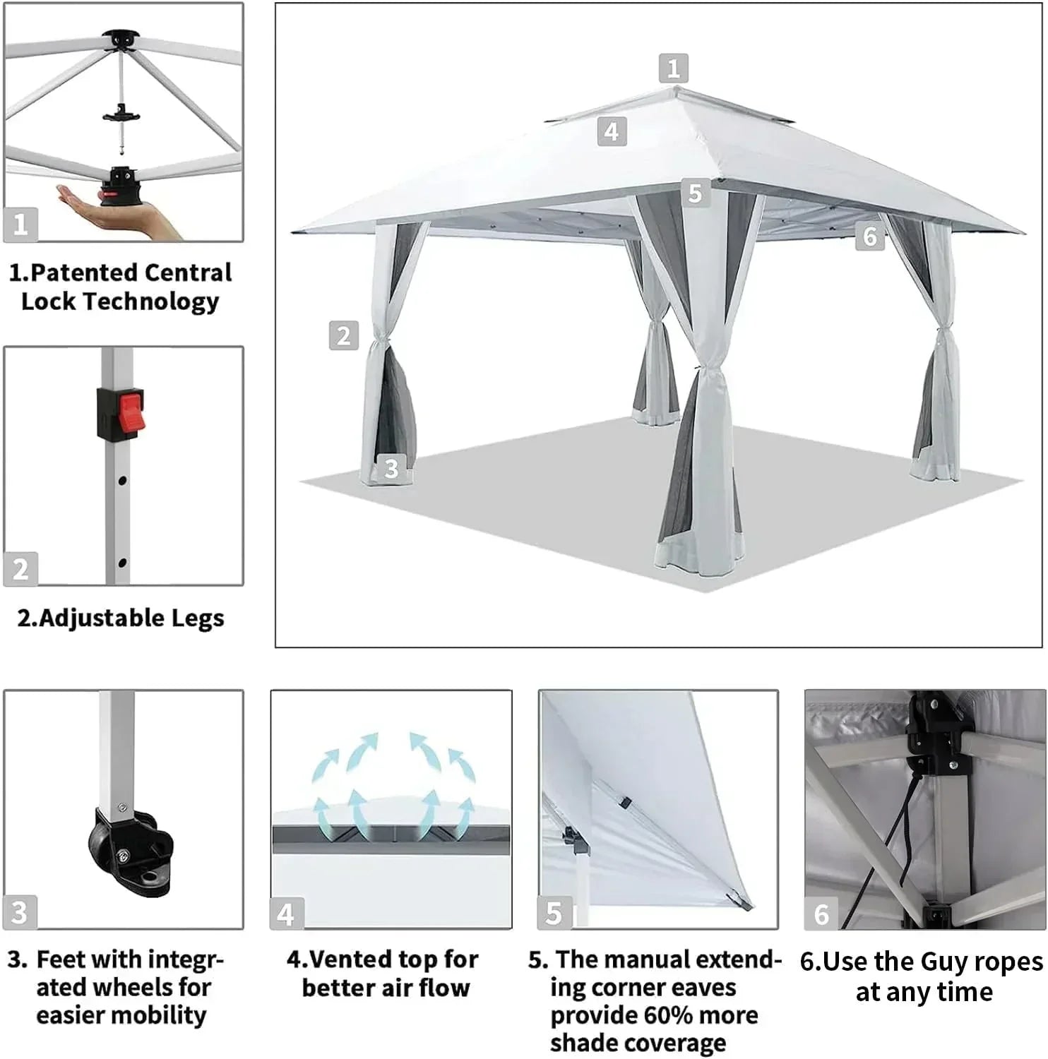 CROWN SHADES 13x13 Pop Up Gazebo Canopy Tent Gazebos on Clearance Outdoor Gazebo
