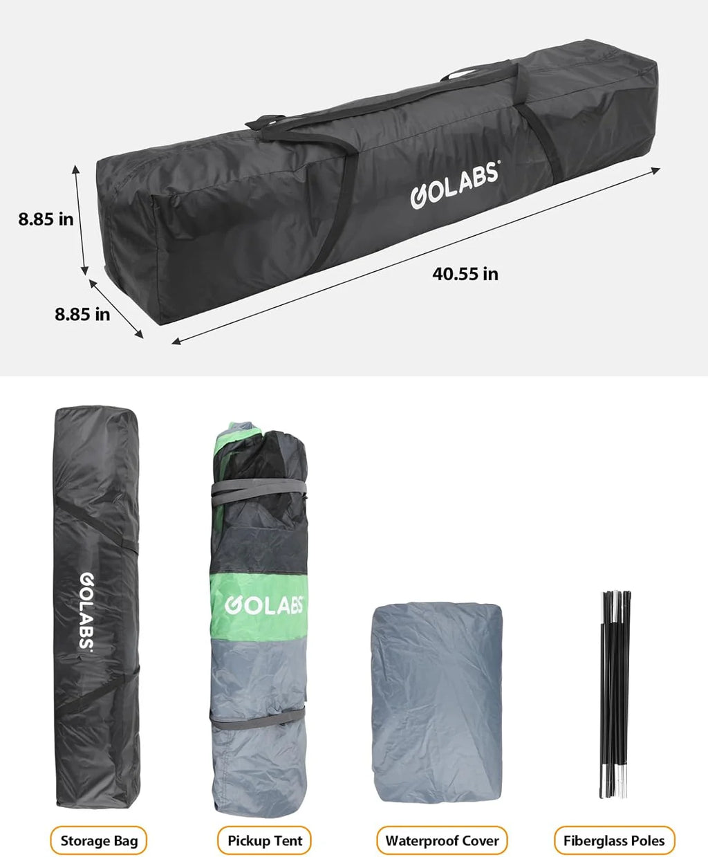 Golabs Truck Bed Tent for 5.5-6.5 Ft Bed, 5-Minute Easy Setup by Pre-Assembled Design, Waterproof PU2000mm, 2-Person Portable with Extra Rainfly Cover for Camping & Outdoor, Includes Storage Bag