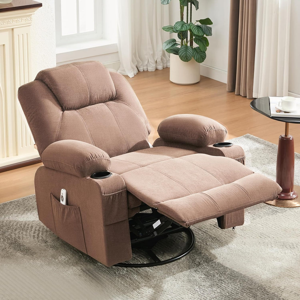 Large Swivel Rocking Recliner with Massage Function 360 Degree Swivel Rocking Single Sofa