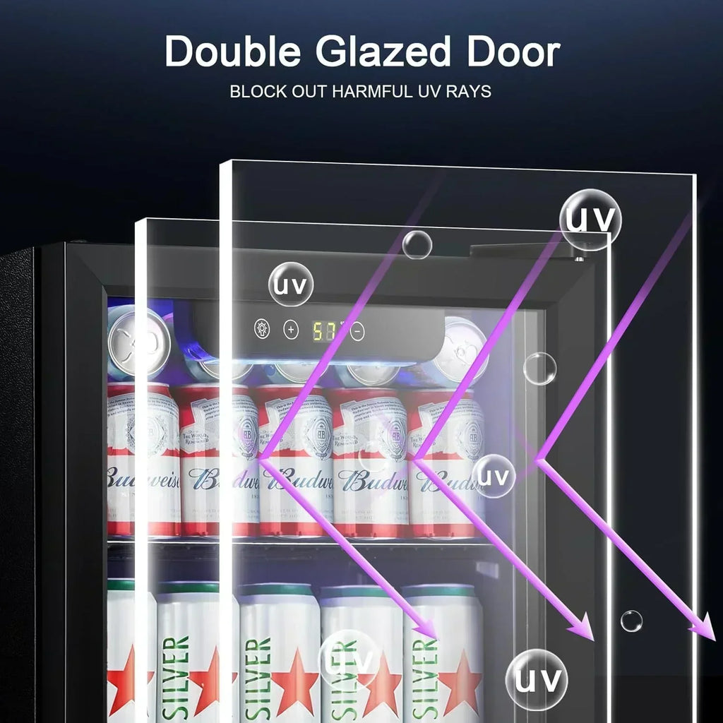 Antarctic Star Beverage Refrigerator Cooler 68 Can Mini Fridge with Glass Door for Beer Drinks Wine