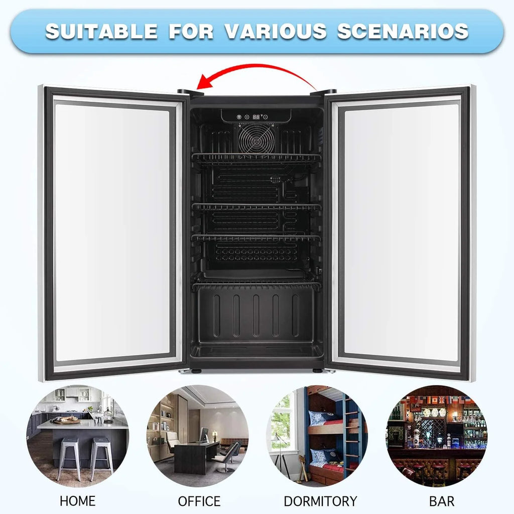 Antarctic Star Beverage Refrigerator Cooler 68 Can, Mini Fridge with Glass Door for Beer Drinks Wine,Freestanding Small Fridge with Electronic Temperature Control for Home and Bar,1.7 cu.ft