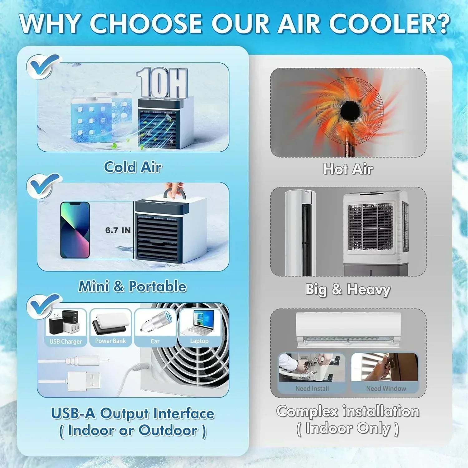 Portable Air Conditioners Fan Anti-leakage Water Mini Air Cooler Personal Ice Air Conditioner
