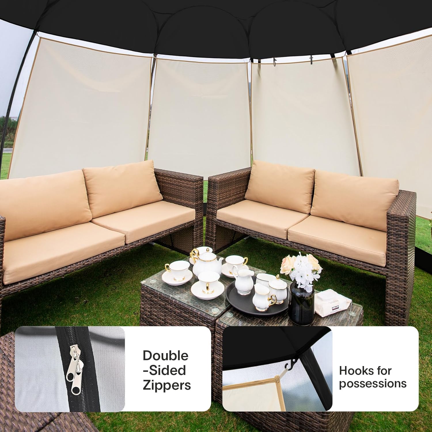 Screen gazebo, sleeps 6-10-15 people Igloo-style canopy tent with mosquito net on the sides Perfect for garden, patio, backyard