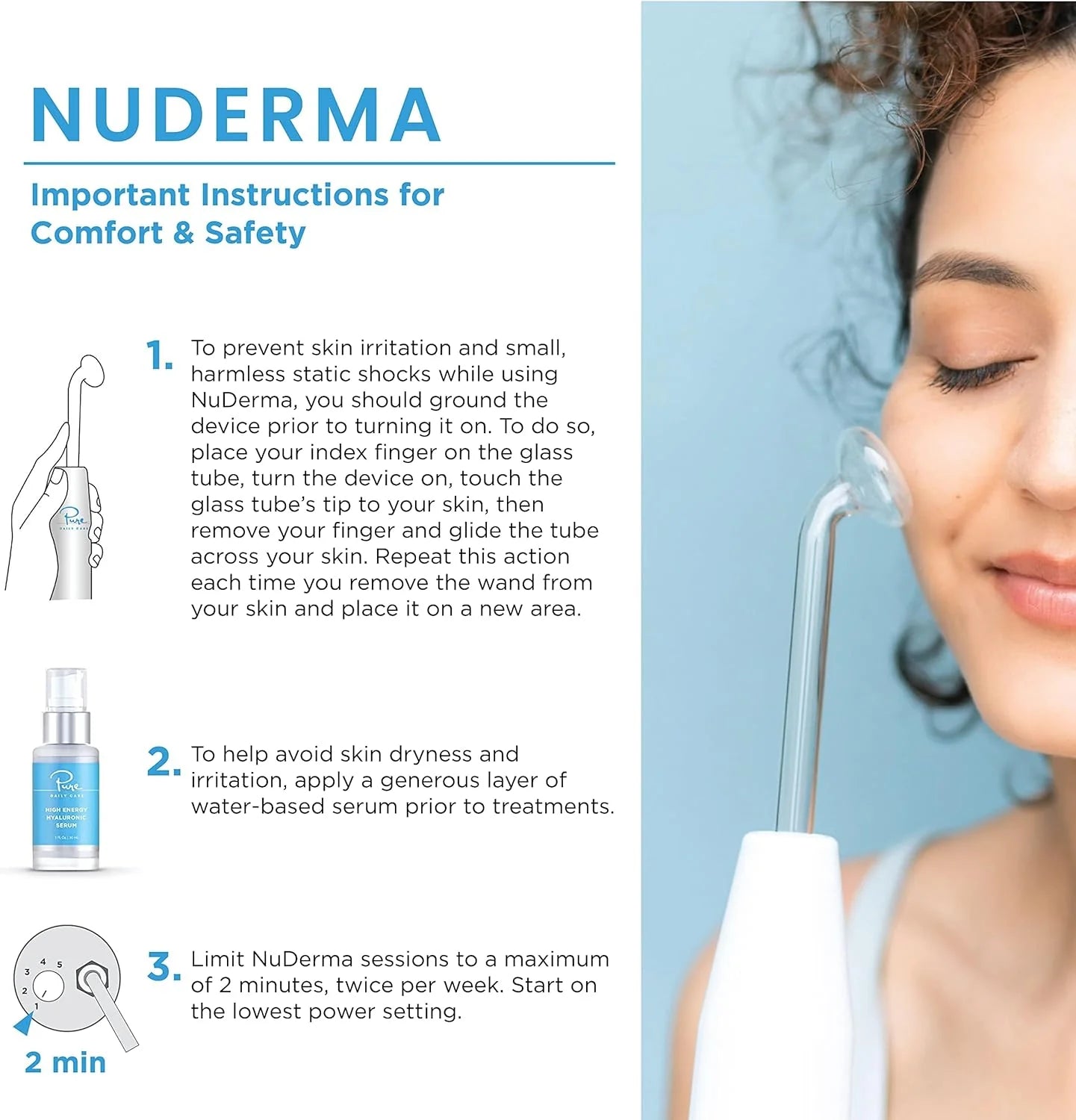 NuDerma Professional Skin Therapy Wand - Portable Skin Therapy Machine with 6 Neon