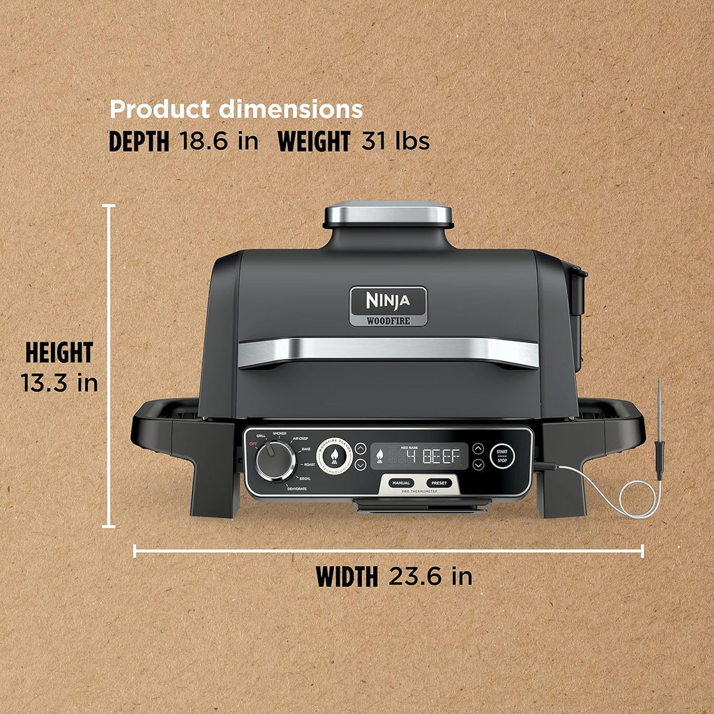 OG751 Woodfire Pro Outdoor Grill Built-In Thermometer 7-in-1 Master Grill BBQ Smoker Air Fryer