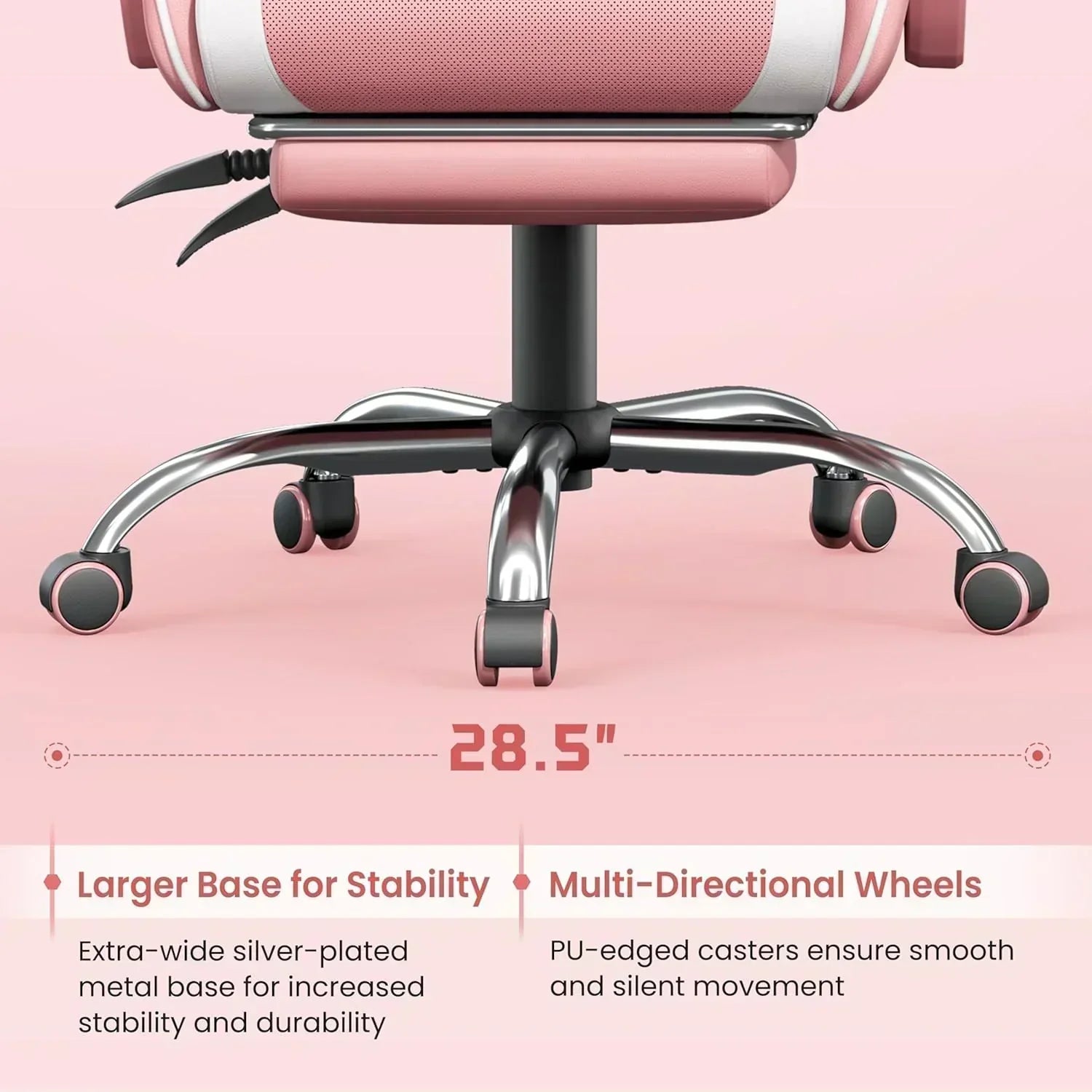 Gaming Chair with Massage Lumbar Support and Footrest Height Office Gaming Chair