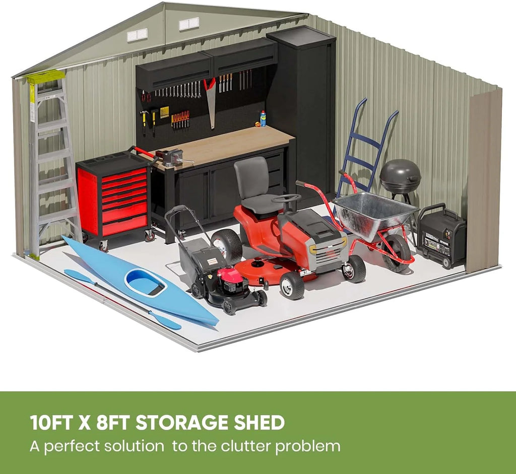 Patiowell 5x3 FT Outdoor Storage Shed Tool Shed with Sloping Roof and Lockable Door Metal Shed