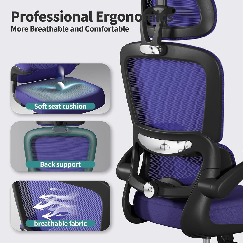 Office Chair Ergonomic Desk Chair, 330 lbs Home Mesh Desk Chair with Wheels, Comfortable Gaming Chair, High Back Office Chair