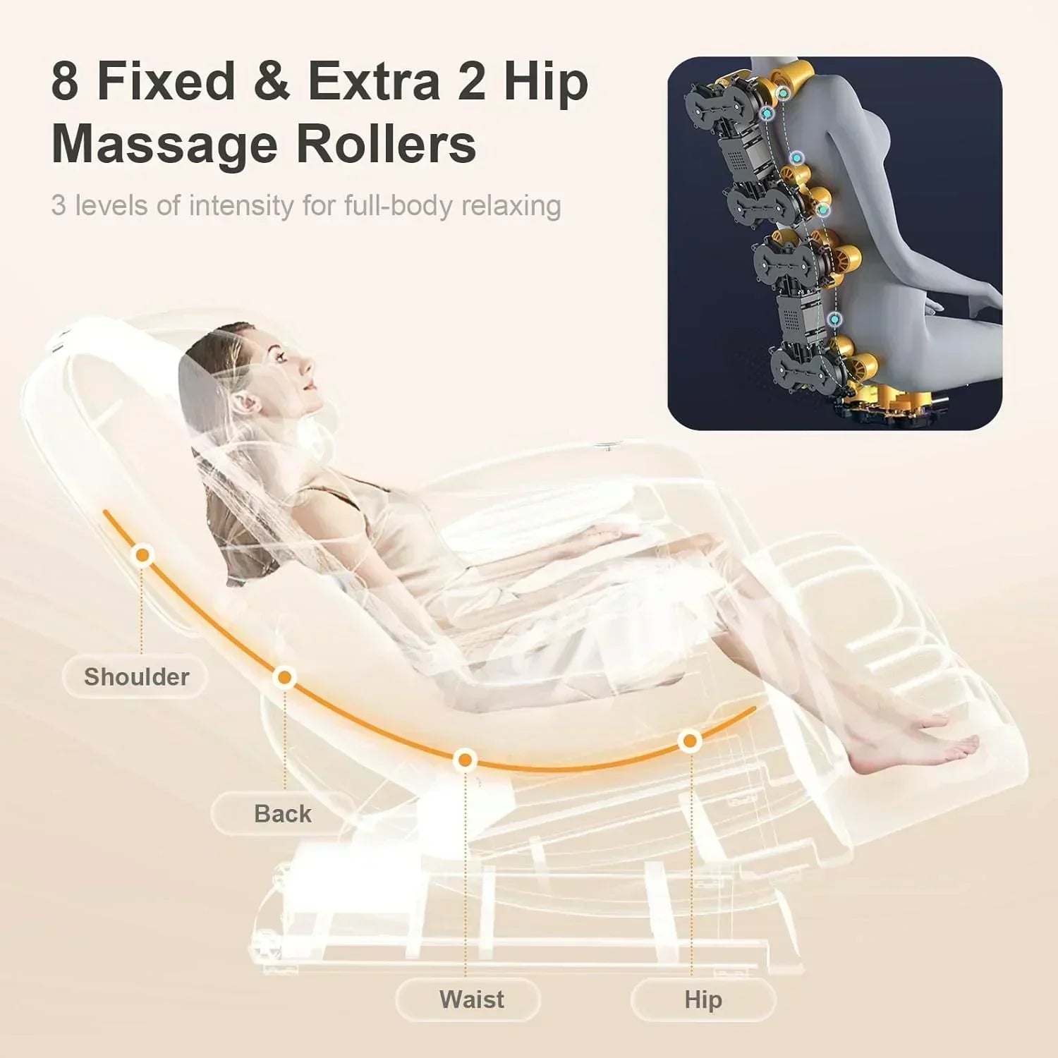 Full Body Massage Chair Zero Gravity Massage Chair with 10 Fixed Rollers Heating Foot Massage