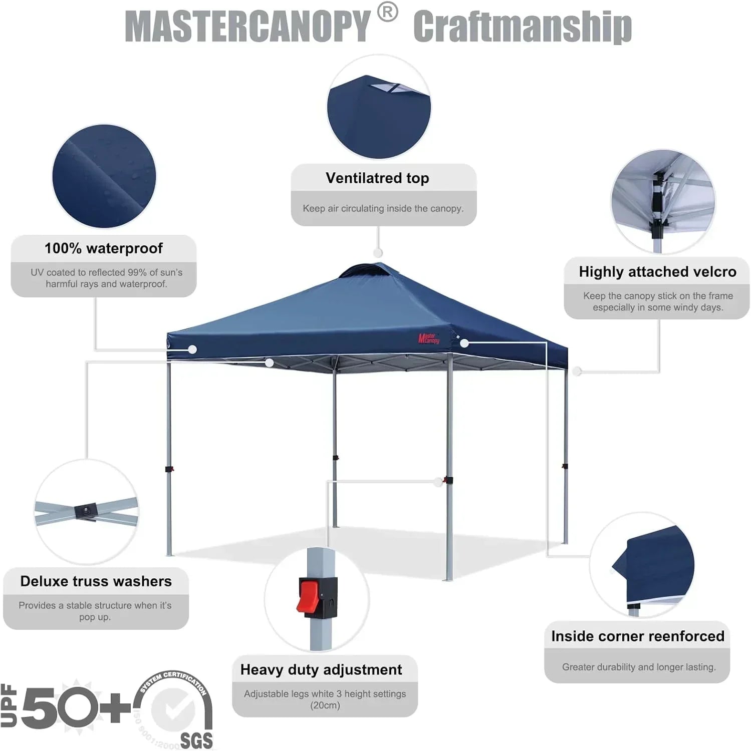 Durable Pop-up Canopy Tent with Roller Bag (10x10 Black)