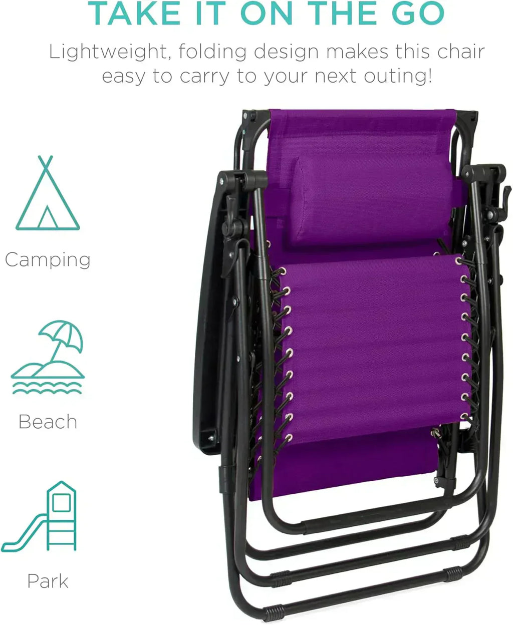 Best Choice Products Folding Zero Gravity Recliner Patio Lounge Chair Adjustable Canopy Shade
