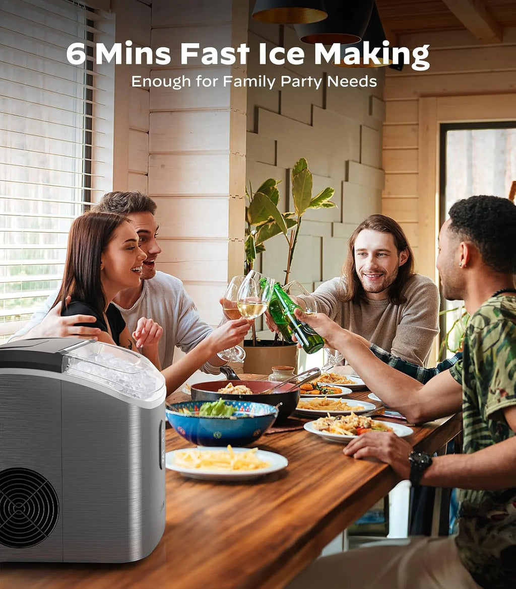 Nugget Ice Maker Countertop, Silonn Chewable Pellet Ice Machine with Self-Cleanin Function, 33lbs/24H Portable Ice Makers for Home Kitchen Officce, Black