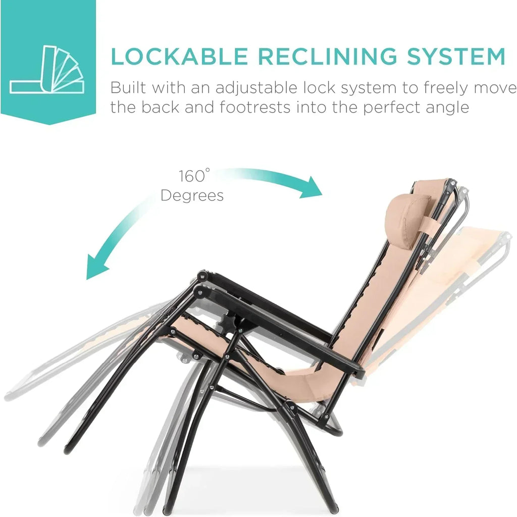 Best Choice Products Folding Zero Gravity Recliner Patio Lounge Chair Adjustable Canopy Shade