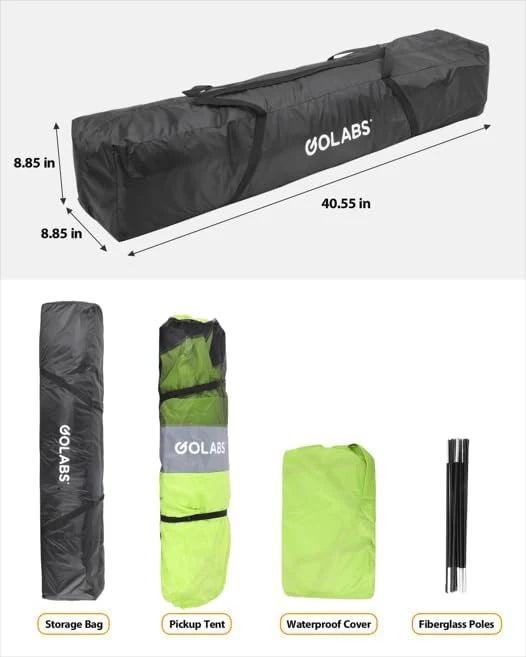Golabs Truck Bed Tent for 5.5-6.5 Ft Bed, 5-Minute Easy Setup by Pre-Assembled Design, Waterproof PU2000mm, 2-Person Portable with Extra Rainfly Cover for Camping & Outdoor, Includes Storage Bag