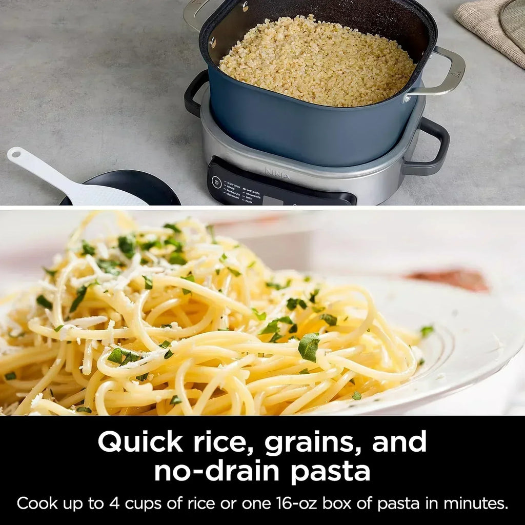 Ninja Slow Cooker 8.5 Quart Multi Cooker with Dutch oven steamer glass lid with integrated spoon