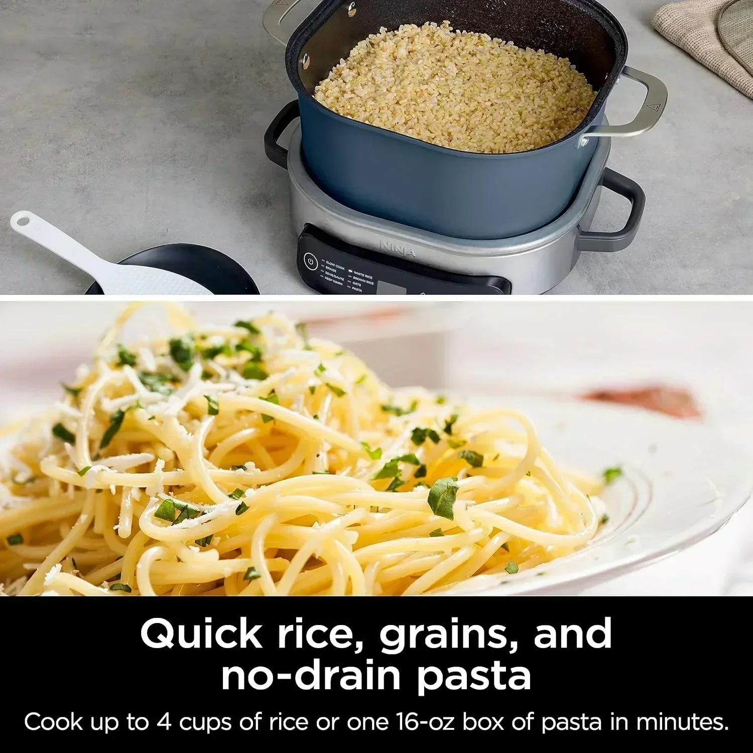 Ninja Slow Cooker 8.5 Quart Multi Cooker with Dutch oven steamer glass lid with integrated spoon