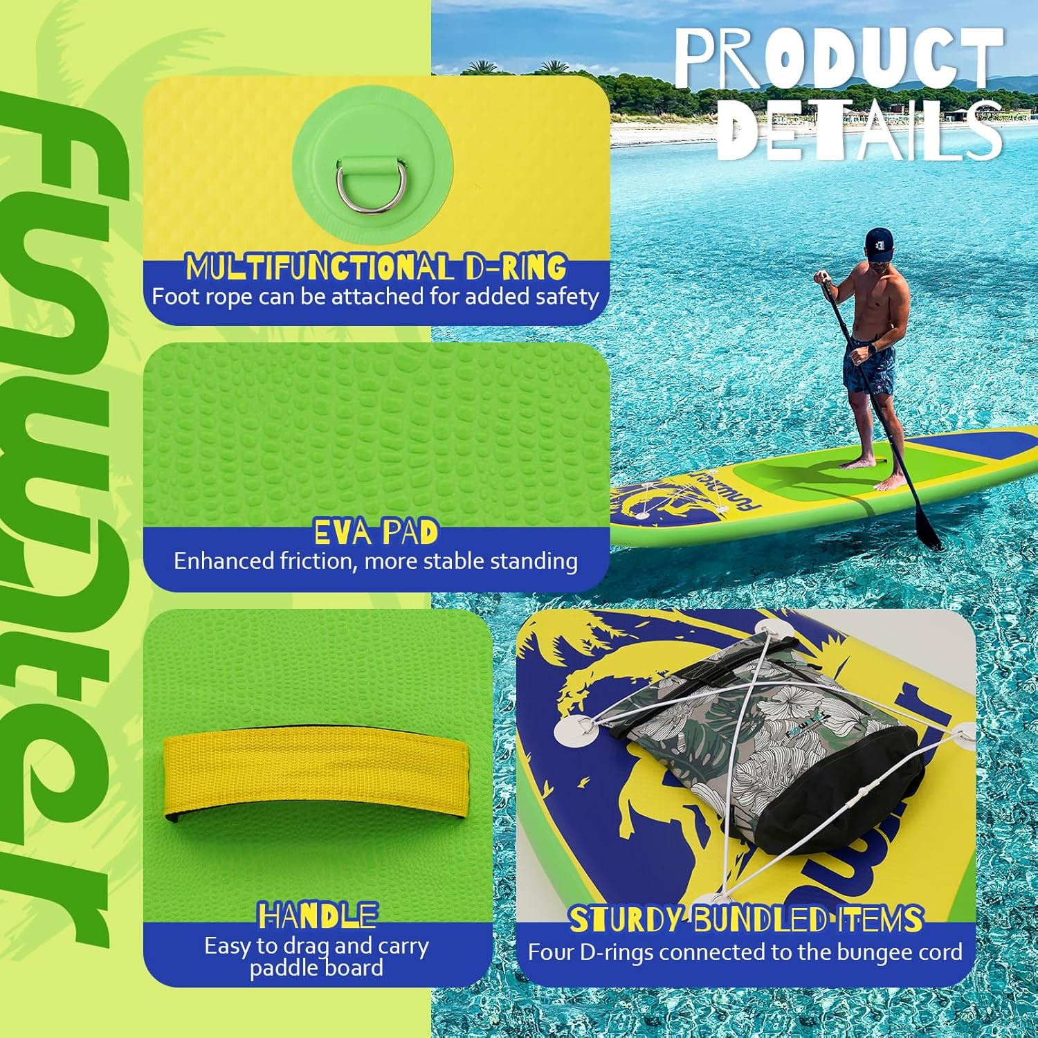 FunWater Inflatable Stand Up Paddle Board Premium SUP Paddle Accessories EVA Deck