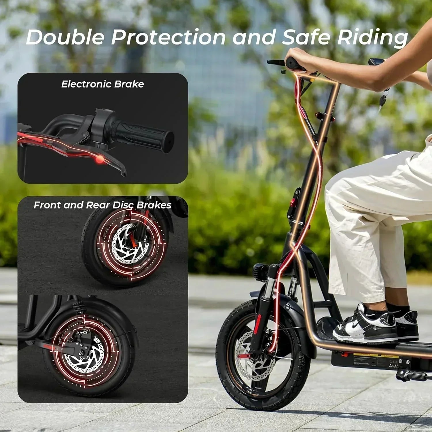 iScooter electric scooter with seat 28/19/15.6 mph top speed dual suspension scooter
