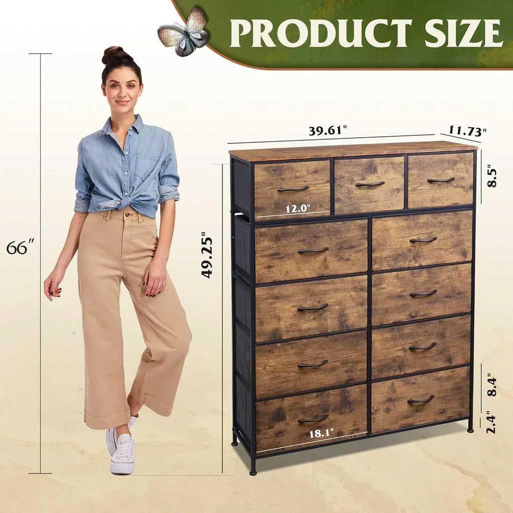 Storage Organizer Unit 11 Fabric Bins Storage Drawers Organizer Steel Frame Tall Storage Tower