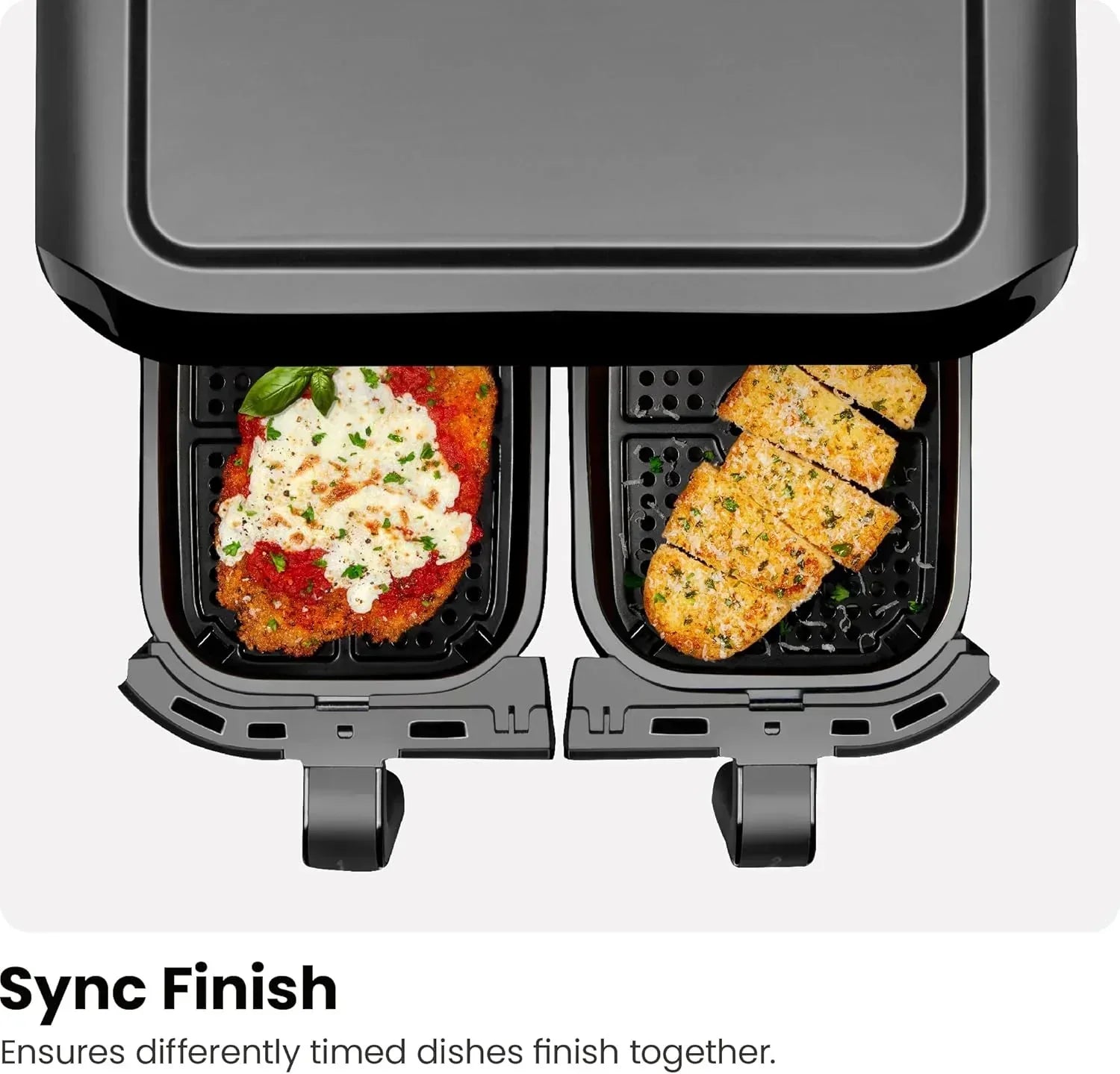 Chefman 6-Quart Dual Basket Air Fryer Digital Touchscreen Smart Sync Finish High-Frying