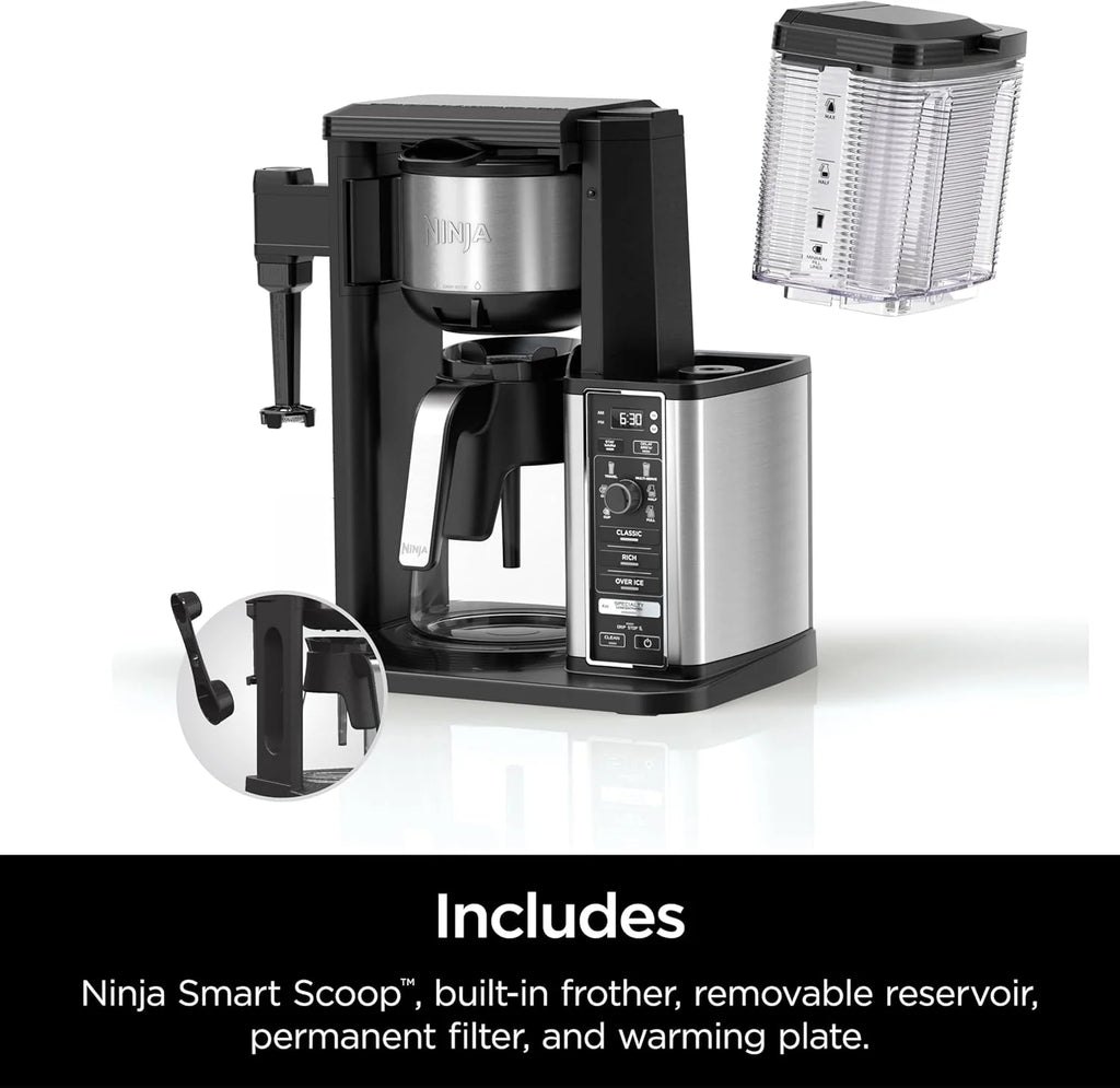 Ninja Hot & Iced XL Coffee Maker with Rapid Cold Brew, 4 Brew Styles, 8 Sizes Small Cup to Travel Mug, Single-Serve Coffee Brewer, 12-Cup Carafe, Permanent Filter, Removable Reservoir, Black, CM371