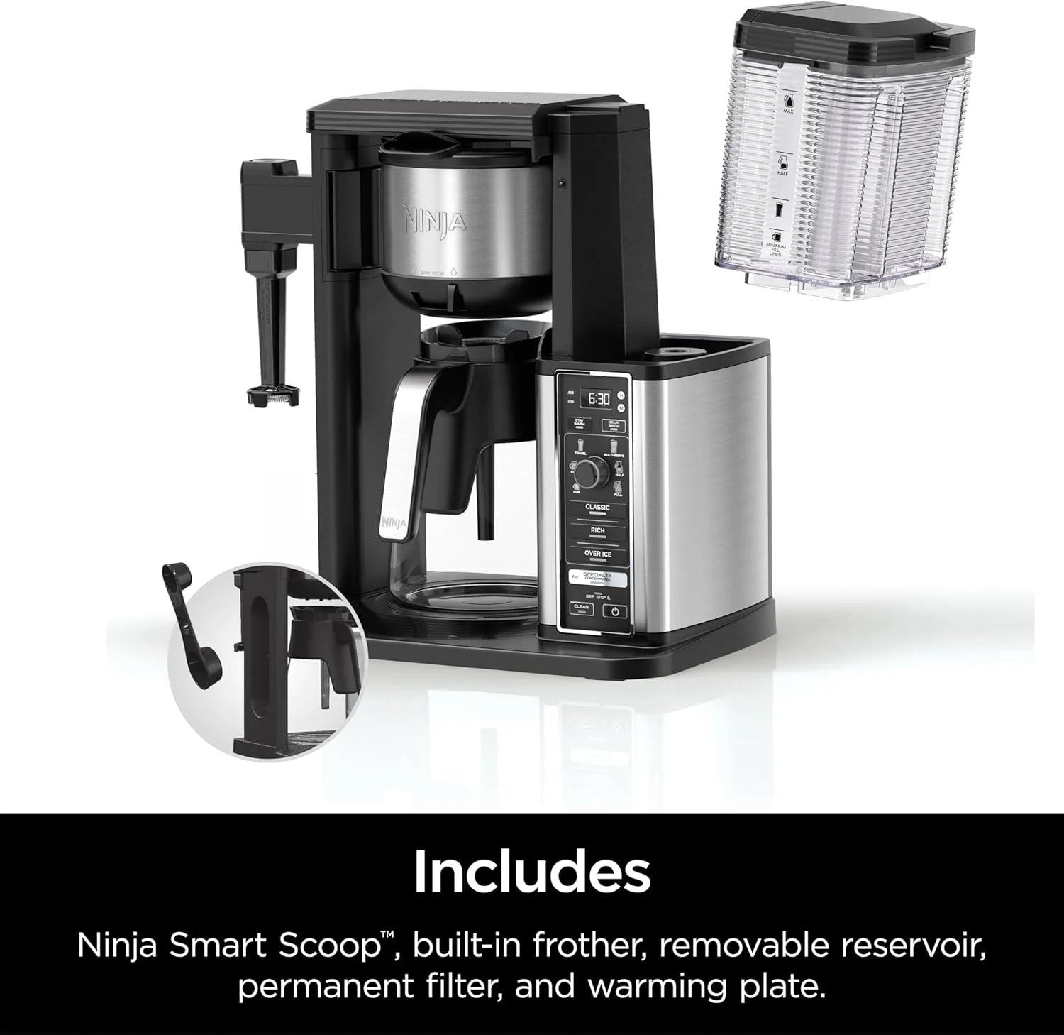 Ninja Hot & Iced XL Coffee Maker with Rapid Cold Brew, 4 Brew Styles, 8 Sizes Small Cup to Travel Mug, Single-Serve Coffee Brewer, 12-Cup Carafe, Permanent Filter, Removable Reservoir, Black, CM371