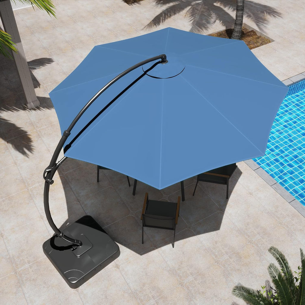 LAUSAINT HOME Outdoor Patio Umbrella with Base included 11 FT Deluxe Curvy Cantilever Umbrella