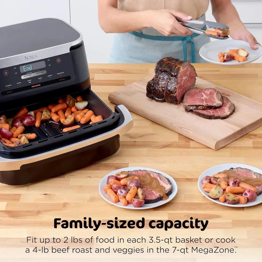 Ninja Foodi 6-in-1 FlexBasket Air Fryer with 7 QT MegaZone Basket Divider for Large Proteins